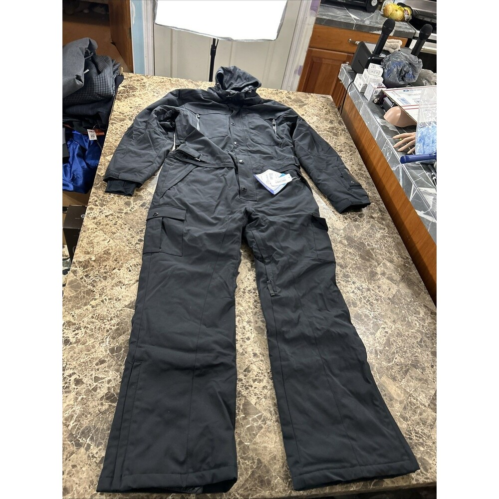Blue Magic Mens Winter Solid One Piece Ski Suits Snow Board Garments Large Black